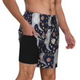 thumbnail image 2 of Yiaed Sloths Dancing Print Mens Swim Trunks Bathing Suit Compression Liner Beach Swim Shorts Swimwear Quick Dry Zipper Pocket No-Chafing Board Short-, 2 of 6
