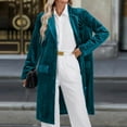 thumbnail image 2 of CharmCyan Women’s Long Sleeve Velvet Open Front Coat with Notched Lapel and Patch Pockets for Office Casual Wear Cyan L, 2 of 2