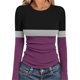 thumbnail image 2 of RKSTN Women's Ribbed Knitted T Shirts Oversized Crewneck Striped Print Slim Long Sleeve Pullover Shirt Top Womens Casual Plus Size Round Neck Printed Stretch Loose Comfy Tee Fall Spring Clothes, 2 of 8