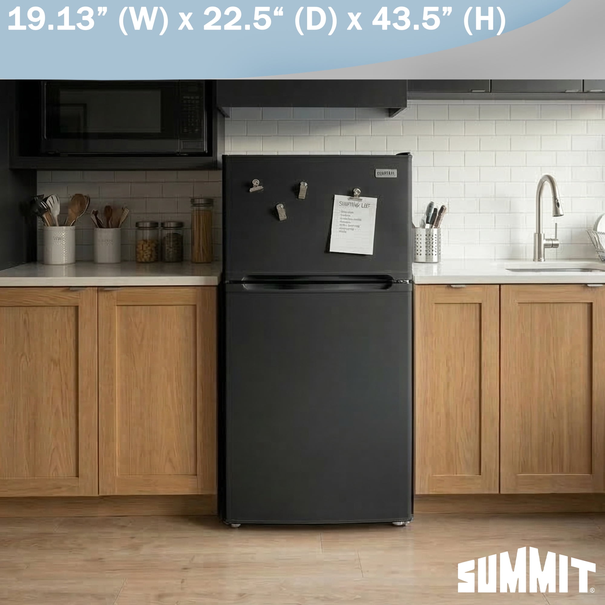Summit 19 Inch Refrigerator, 4.3 cu.ft. Capacity, Freezer, Undercounter, ADA Compliant, 43” Height, Black - FF713B