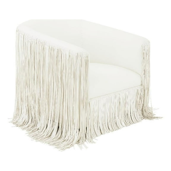 Maklaine Modern Contemporary Ivory Vegan Leather Swivel Chair