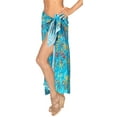 thumbnail image 3 of HAPPY BAY Women's Beachwear Summer Beach Bikini Wraps Sarong Swimsuit Wrap Skirt Swimwear Swim Cover ups for Womens One Size Allover Leafs, Blue, 3 of 5