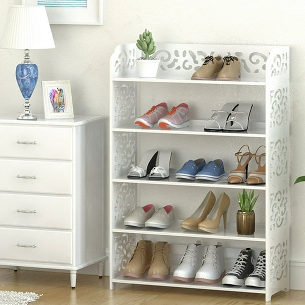 HERCHR White Shoe Racks 3/4/5Tiers Shoe Racks Organizer Hallway