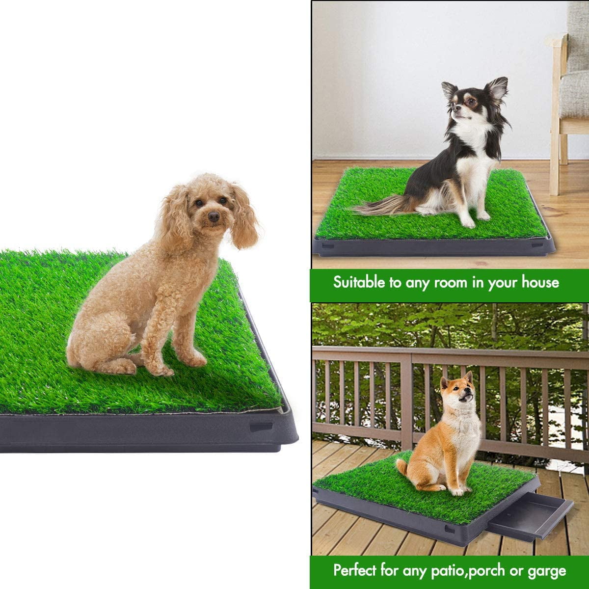Coziwow 25" x 20" Artificial Grass Puppy Dog Pee Pad Pet Potty Training Toilet W/Tray Indoor Outdoor
