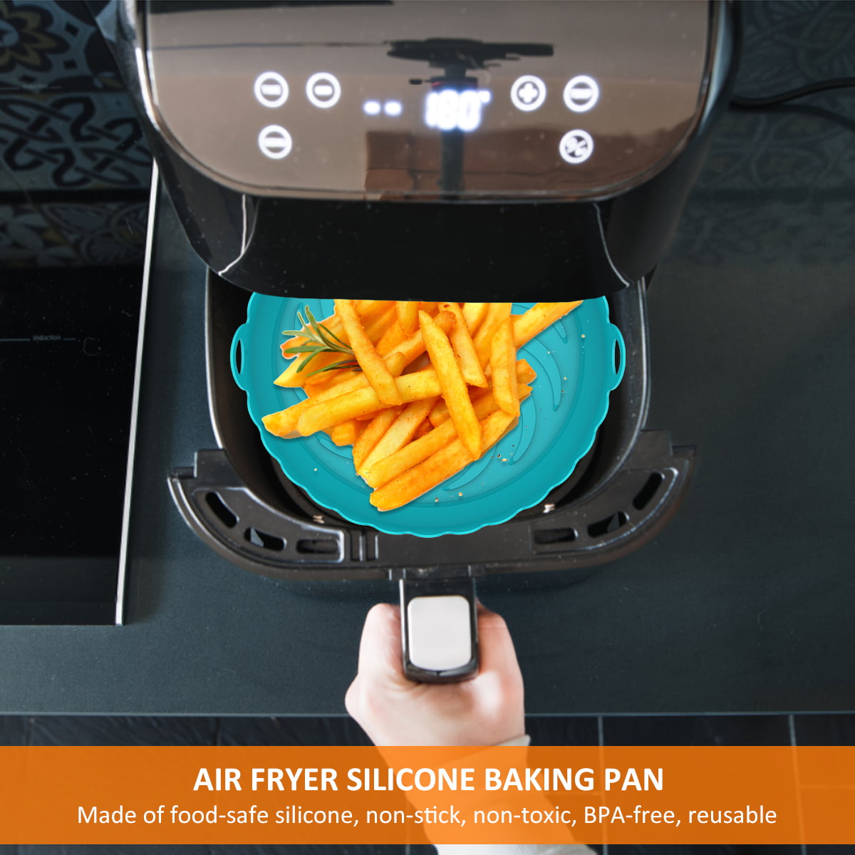 Silly Coney | Reusable Silicone Air Fryer Liners, Divider/Oil filter, Heat  Resistant Mitts, Mini Tongs, Basting Brush | Air Fryer Silicone liners 