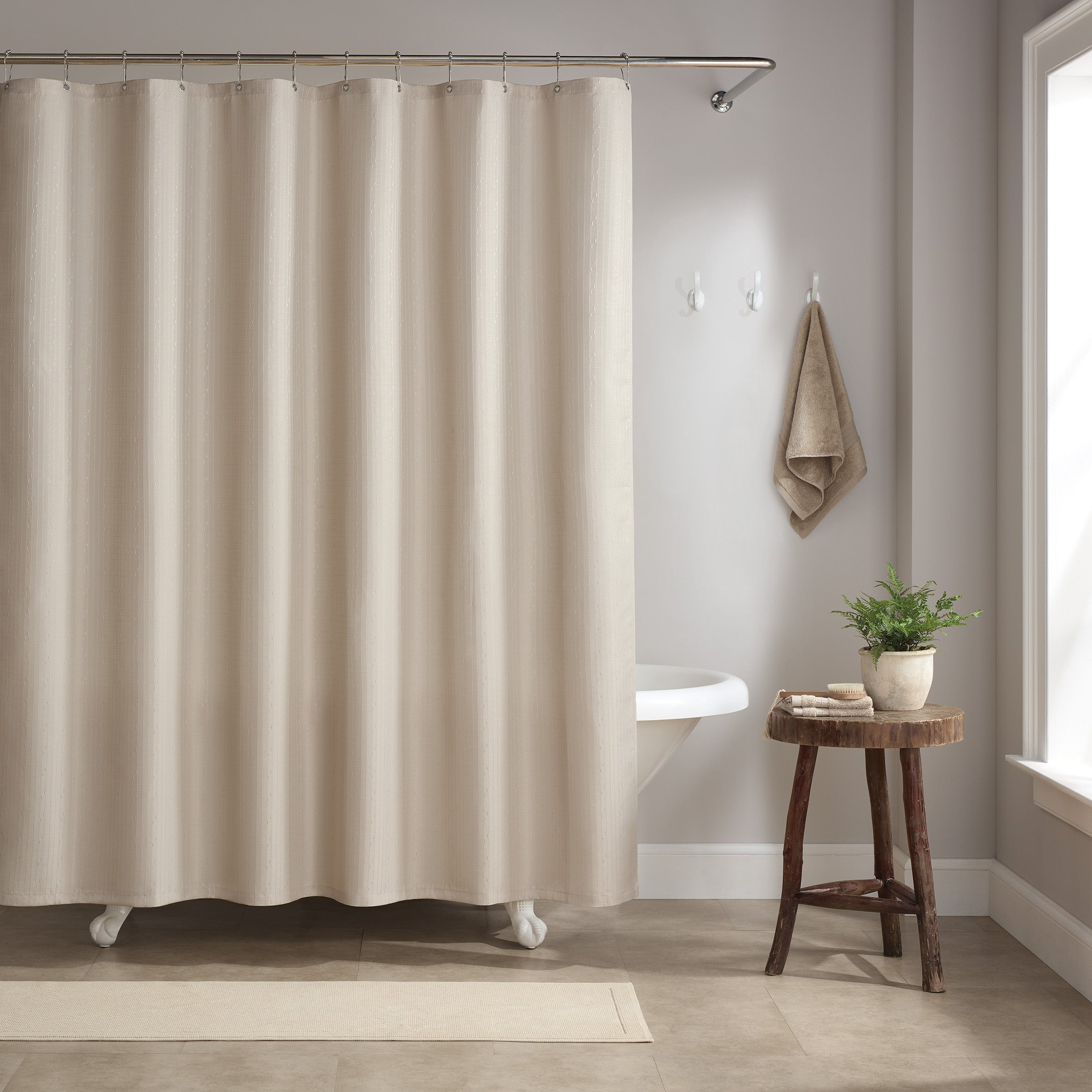 Host & Home Shower Curtain Set (Bulk Case of 12) - 72x72, Raindrop Pattern, Beige