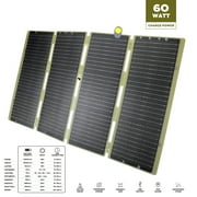 Swiss Tech 60W Foldable Solar Panel, USB-A and USB-C, Phone Charger, Waterproof, Emergency, Solar Panel Only