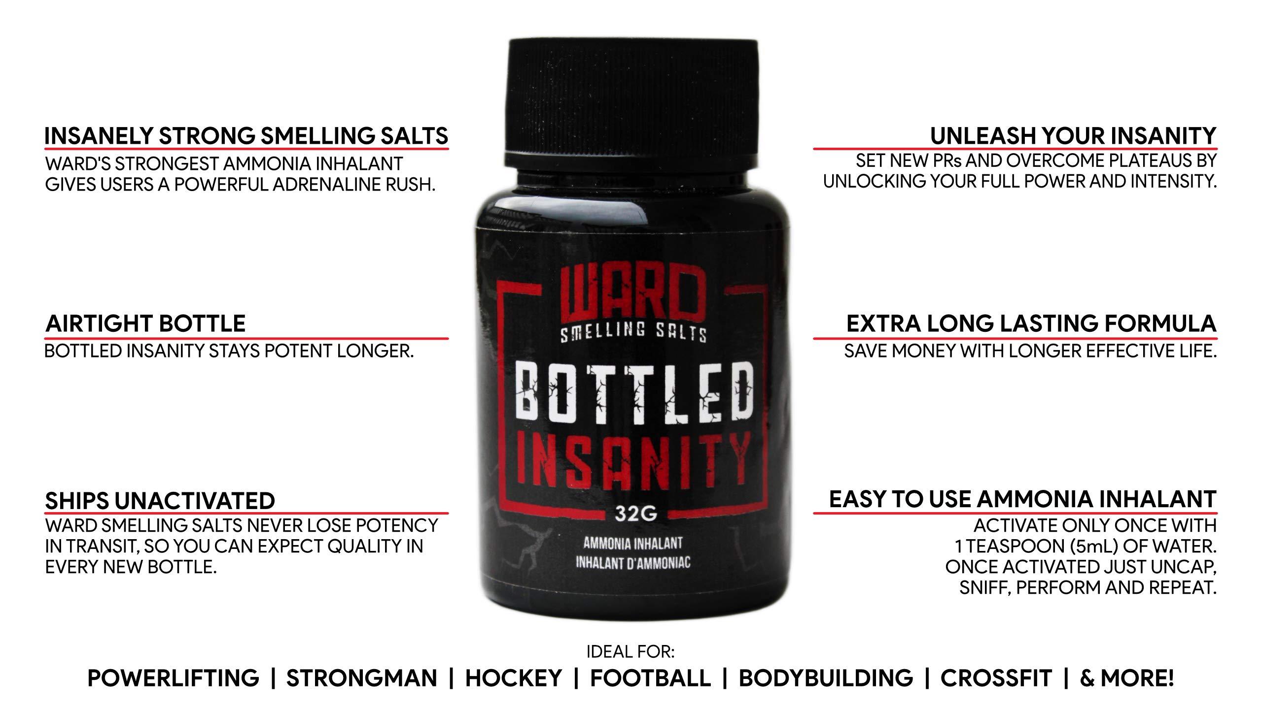 Ward Smelling Salts - Bottled Insanity - Insanely Strong Ammonia Inhalant  Smelling  Salt for Powerlifting Hockey Football and More : : Beauty