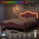 thumbnail image 4 of QinaQin Base de cama tapizada en terciopelo estilo princesa, con cabecera y piecera LED ajustables, soporte de madera y diseño ideal para niñas o niños, 4 of 9