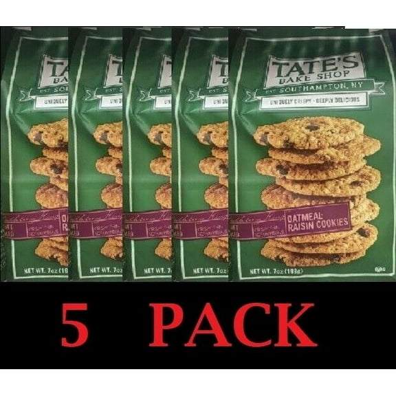5x Tate's Bake Shop OATMEAL RAISIN Cookies 7 oz Bag - 5 PACK