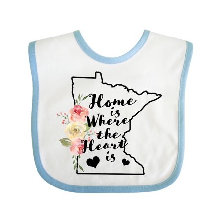 

Inktastic Minnesota Home is Where the Heart is with Watercolor Floral Gift Baby Boy or Baby Girl Bib