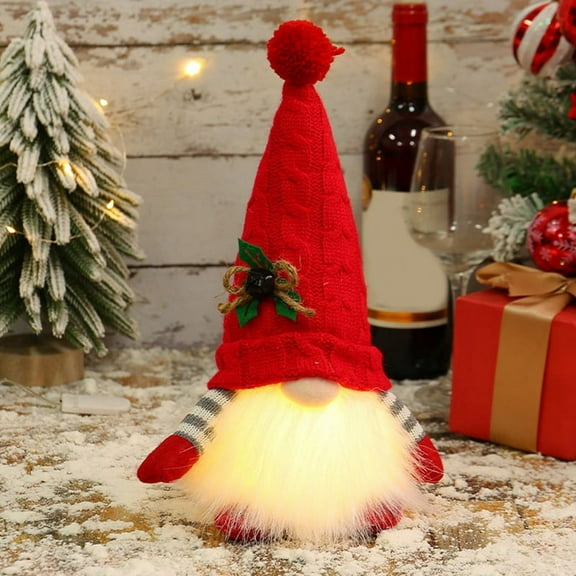 Gnome Doll with LED Light Merry Christmas Decor for Home Christmas Ornament Xmas Navidad Natal Gifts New Year -Red