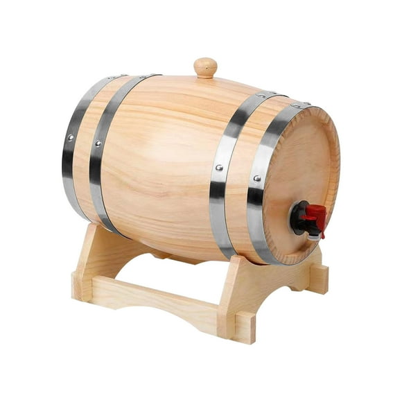1L Wine Barrel Wooden Keg Whiskey Dispenser, Unique Wood Miniature Whiskey Barrel for Aging Cocktails Wine Rum Beer Tequila