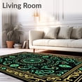 thumbnail image 2 of ODIKA 6'x9' Machine Washable Non-Slip Area Rug, Lucky Spiral Mosaic Featuring Botanical Filigree and Polka Dot Flourishes High Traffic Rug, Black, 741408, 2 of 7