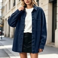 thumbnail image 5 of IUYRTFE Women's Retro Button Down Denim Jacket Long Sleeve Collared Shacket with Pockets Casual Oversized Outerwear, 5 of 8