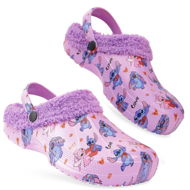 Forro polar de invierno para mujer, diseño Disney Stitch, color morado