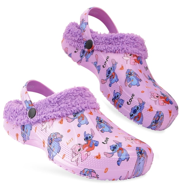 Forro polar de invierno para mujer, diseño Disney Stitch, color morado