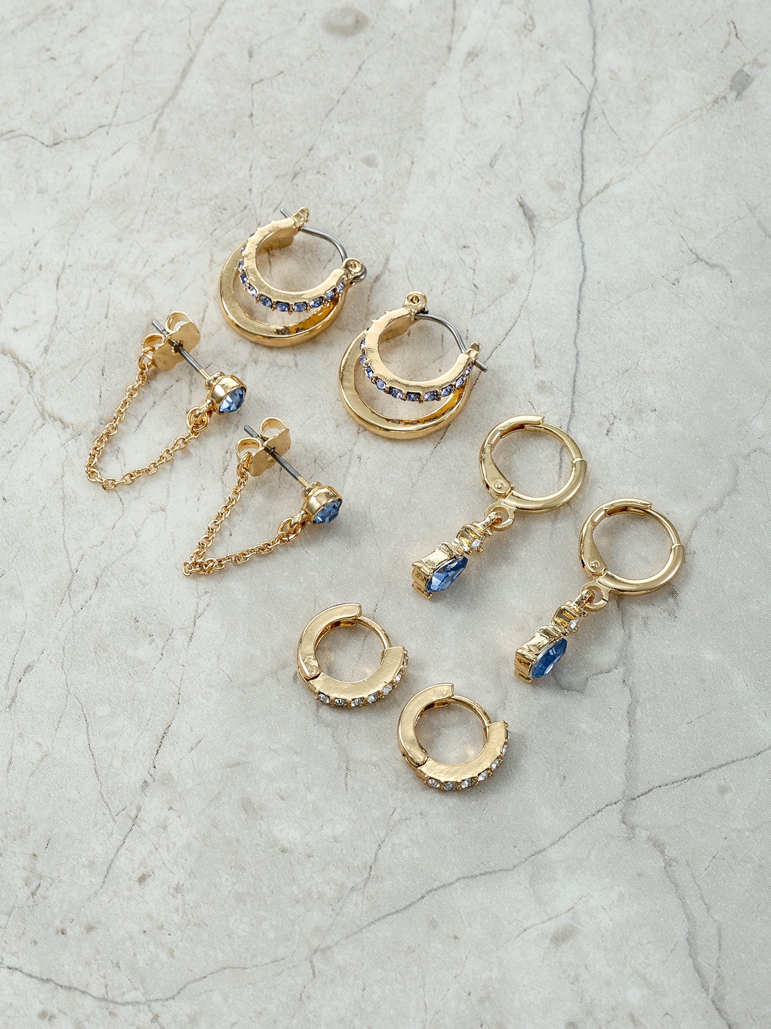 Time and Tru Goldtone Hoop and Dangle "December" Earring Set, 4 Pairs
