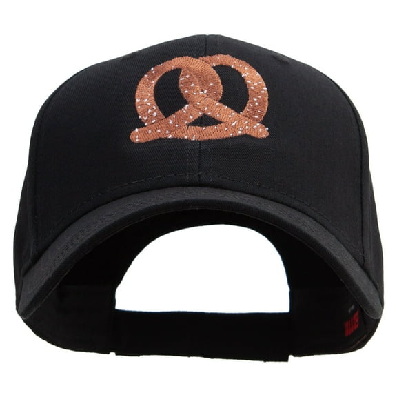 Food Pretzel Icon Embroidered Solid Cotton Twill Low Profile Cap - Black OSFM