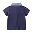 thumbnail image 3 of Boys T Shirts Solid Print Lapel Short Sleeve Button Polo Shirt Tops for Everyday Wear Boys' Tops Tees Shirts Navy 3 Years-4 Years, 3 of 7