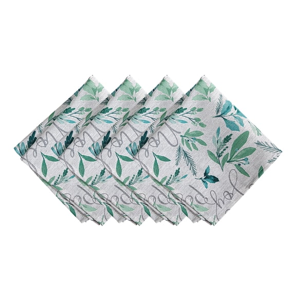 Elrene Home Fashions Seasons Greetings Holiday Fabric Napkins, Set of 4, Blue, 17" x 17"