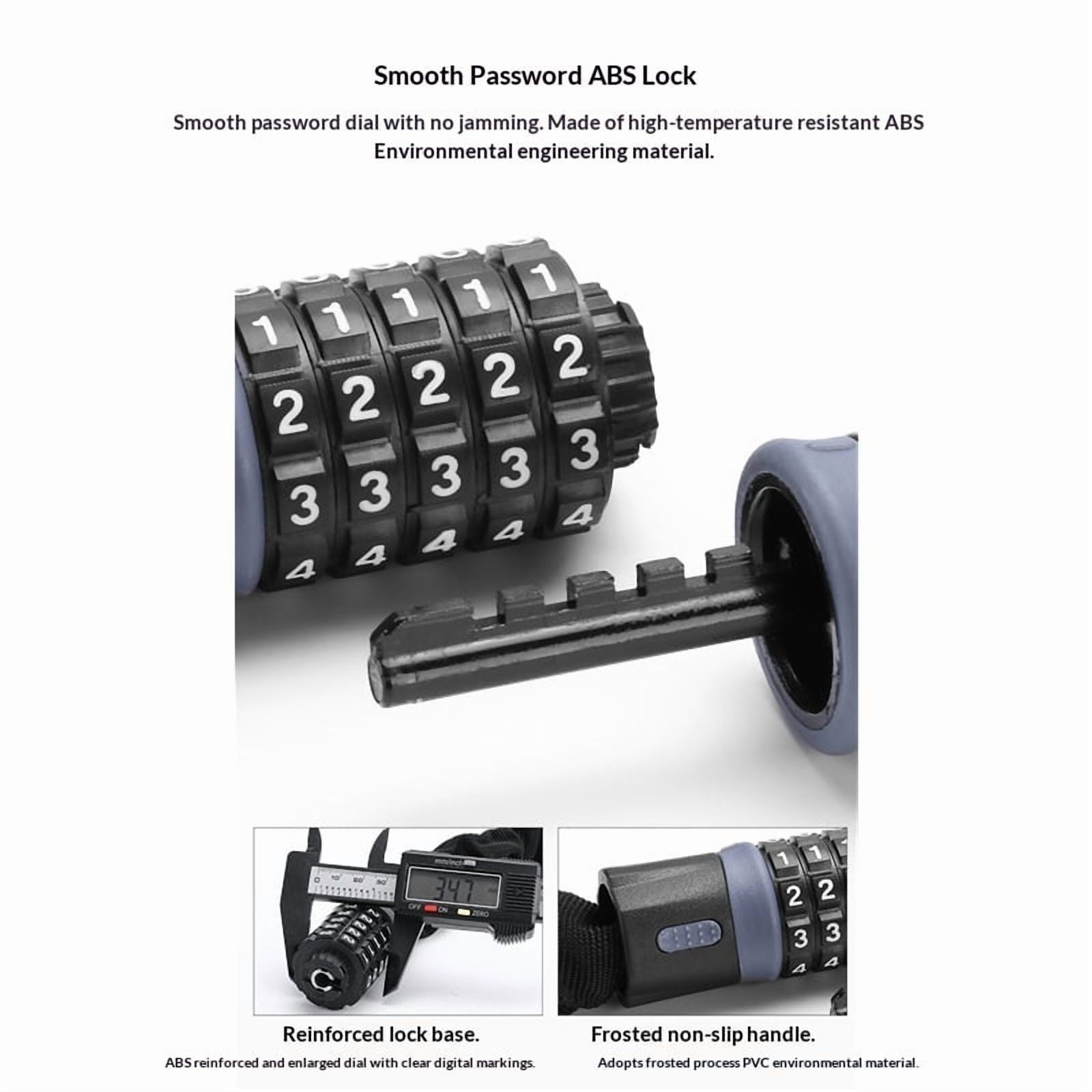 Pro-Bike Tool Bike Locks - Heavy Duty Anti Theft Bicycle Lock - 5-Digit Code Keyless Combination - Weatherproof & Friction Proof - Universal Fit for Road, (Chain Length: 90cm dark gray）