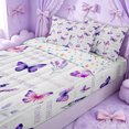 thumbnail image 3 of Erosebridal Watercolor Butterfly Zipper Queen Comforter Set with Fitted Sheet and 2 Pillowcases for Girls, Lavender Floral Flower Zipper Bedding Set, Stars Reversible, 4 Pieces, 3 of 7