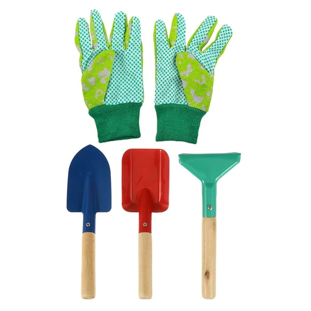 5 herramientas de jardinería para niños, pala, paleta, rastrillo, guantes, regalo de cumpleaños para niños.