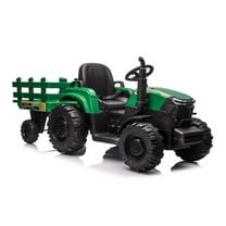 Eastvita 12V Ride-On Tractor w/Trailer, Dual 40W Motors, LED, USB, MP3