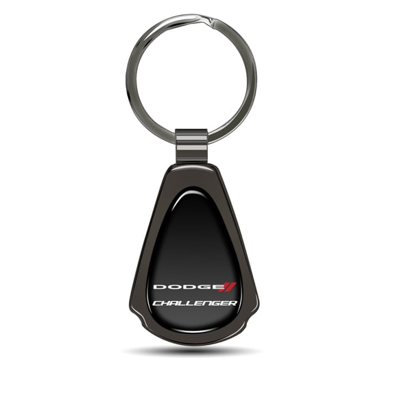Dodge Challenger Black Dome Dark Gunmetal Metal Teardrop Key Chain