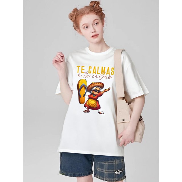Vintage Letter Graphic Round Neck Short Sleeve Casual T-Shirt For Mothers Graphic Tees Women TopsFaCamisetas para mujer, lindas camisetas con estampado gráfico, de manga corta, estilo casual, para ve