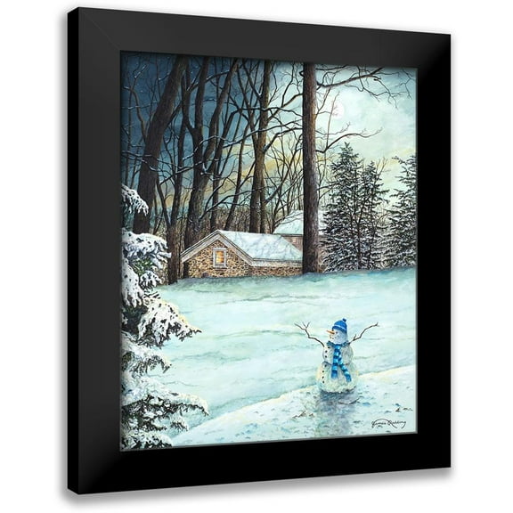 Redding, James 12x14 Black Modern Framed Museum Art Print Titled - Snowman in Moonlight