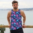 thumbnail image 6 of Daiia Blue Skull Flower Printed Men's Quick Dry Fit Muscle Tank Top Slim-Fit Tank Workout Tank Top Lightweight Sports Tank Top-XX-Large, 6 of 7