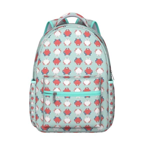 Watercolor Crab Student Backpack Durable Waterproof School Bag with Cute Nautical Black and White Crab Design, Breathable Foam Padding, Adjustable Straps, Perfect for Travel