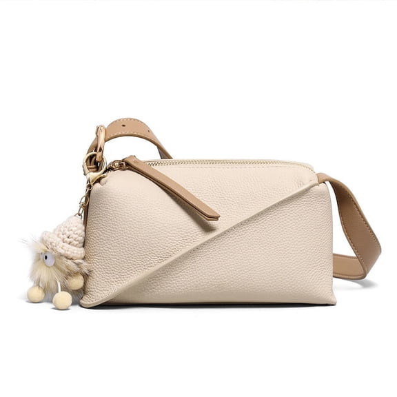 Cowhide Leather Women Crossbody Bag, Shoulder Bag, Waist Bag, Pebbled Texture, Multi Pocket