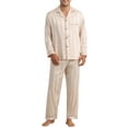 thumbnail image 1 of Pijamas casual de satén de manga larga a rayas para hombres de 2 piezas INSPIRE CHIC para el Día del Padre 2XL Champagne, 1 of 6