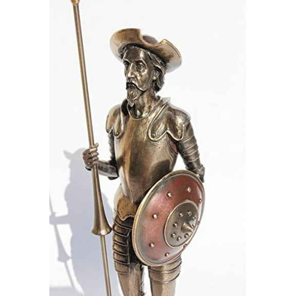 G3C15186L11.63 Inch Don Quixote Standing with Spear Cold Cast Bronze Figurine