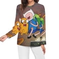 thumbnail image 3 of Adventure Time Women's Pajama Top 3D Digital Print Sleepwear Trendy Crewneck Pullovers Long Sleeve Shirts 5XL, 3 of 8