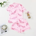 thumbnail image 4 of VNKIDY Women's Pajamas Whale Print 2 Piece Pajama Set Short Sleeve Button Front Lapel Top Elastic Waisted Shorts Loungewear Set For Home Relaxation Trendy Pjs, 4 of 7