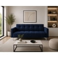 thumbnail image 1 of Sofa Cama Reclinable EL BAZAR STORE Paris Lino Azul Marino Futon 3 Posiciones Moderno Abotonado, 1 of 7