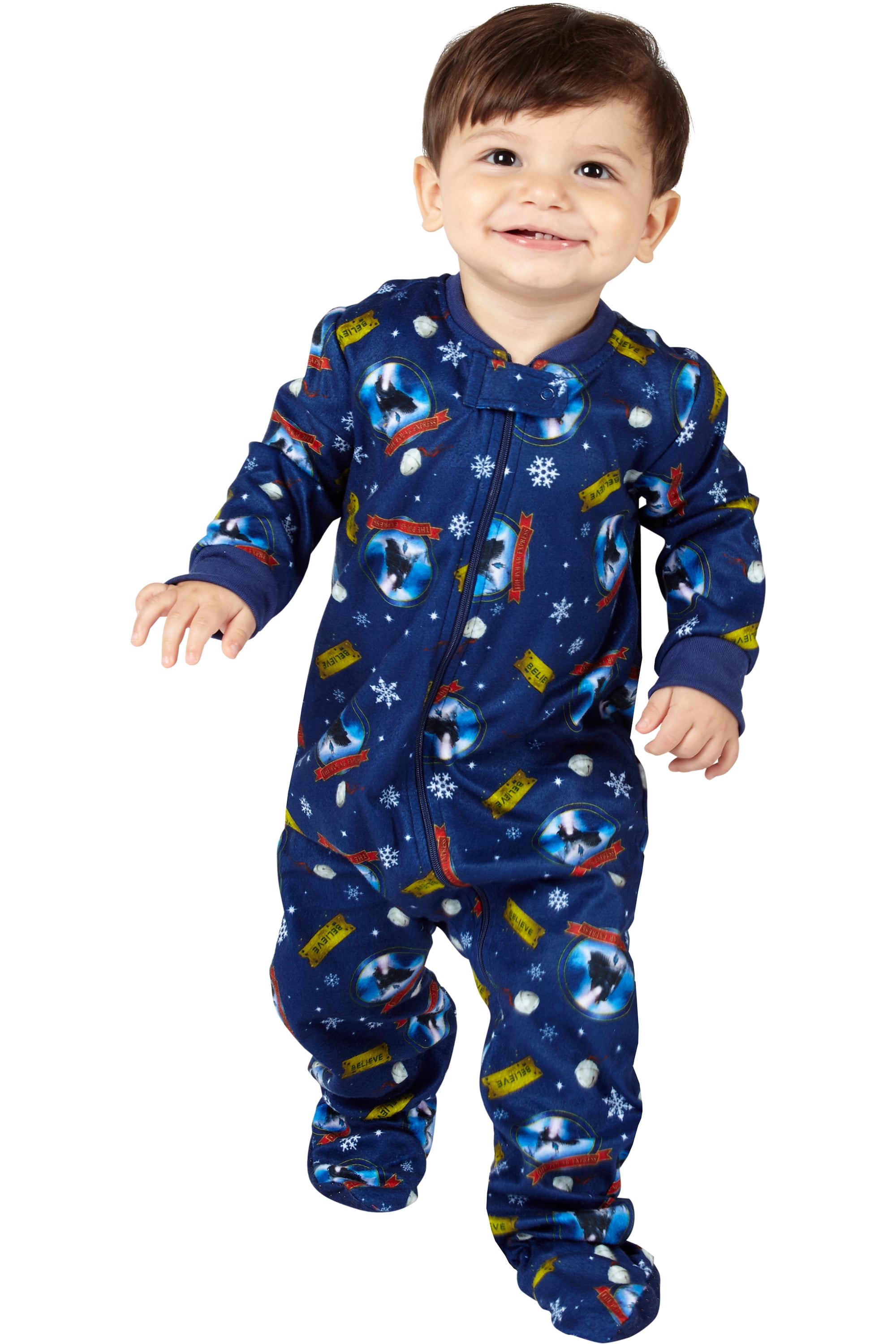 Polar Express Kids Believe One Piece Pajama Sleeper, Blue, 12M 