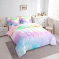 thumbnail image 3 of jejeloiu Cartoon Stars Print 7pcs Bedding Comforter Set,Rainbow Galaxy Starry Sky Queen Bedding Sets For Girls Teens Reversible, 3 of 8