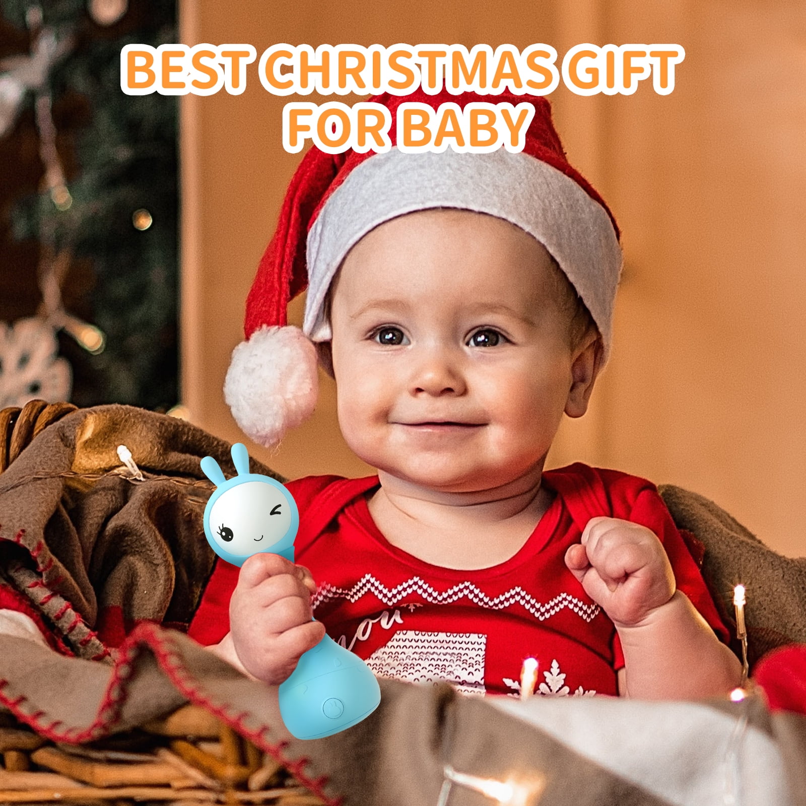 alilo Yoyo Talking Bunny Baby Musical Rattle - Repeats What You Say, Preloaded 90+ Content, ABC/Number/Notes Learning, Toys for Babies Newborns
