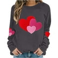 thumbnail image 5 of Craaazy Valentine Shirts for Women Round Neck Love Heart Graphic Loose Long Sleeved Top Gifts, 5 of 5