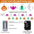 thumbnail image 3 of [Timer] 2 Pack Halloween Lights Total 23Ft 60 LED Pumpkin Bat Spider Ghost Halloween String Lights Battery Operated, 8 Modes Waterproof Indoor Outdoor Halloween Decorations Lights Home Window Décor, 3 of 8