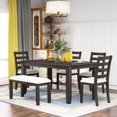 thumbnail image 1 of Clearance! TREXM Rustic Style 6-Piece Dining Room Table Set with 4 Upholstered Chairs & a Bench (Espresso), 1 of 9