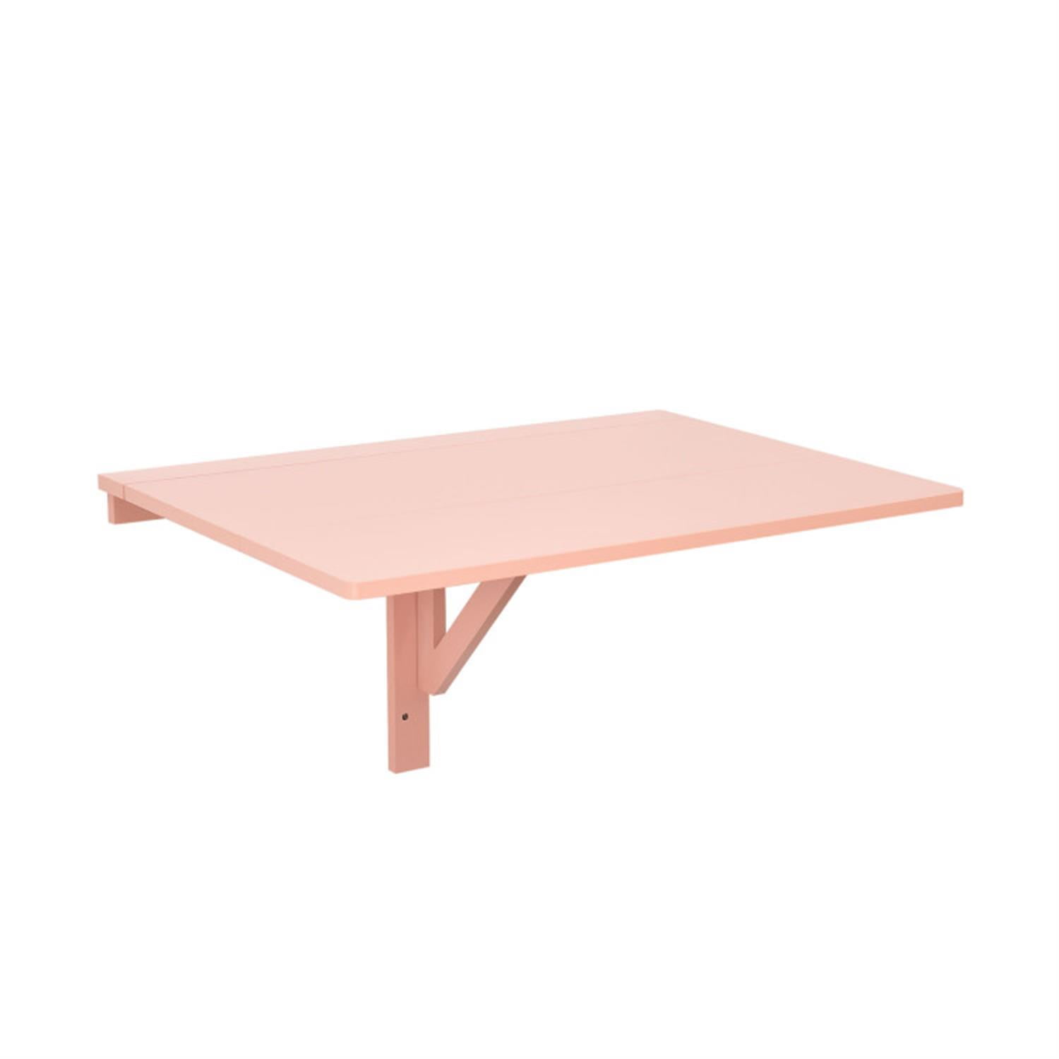 Demi Bonn 31.5" Wall Mounted Folding Table for Small Spaces, Laptop Workstation Desk for Laptops, Books, Tablets, and Art, Pink
