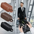 thumbnail image 2 of RBCKVXZ Coffee Leather Toiletry Travel Pouch with Waterproof Lining - Vintage Kit Bag, Shaving & Bathroom Organizer, Gift for Men & Women, 2 of 7