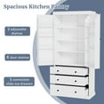 thumbnail image 2 of 77" Kitchen Pantry Cabinet with 3 Drawers, Food Pantry Storage Cabinet with 8-Tiers Refrigerator Doors and Adjustable Shelves, Freestanding Cupboard for Kitchen Dining Room,  ﻿White, 2 of 9