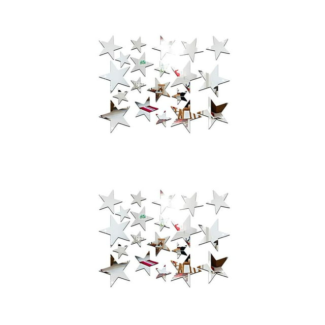 Billuyoard Paquete de 20 pegatinas de espejo para pared, calcomanía decorativa para nevera, decoración del hogar, color plateado Plata 2Conjunto